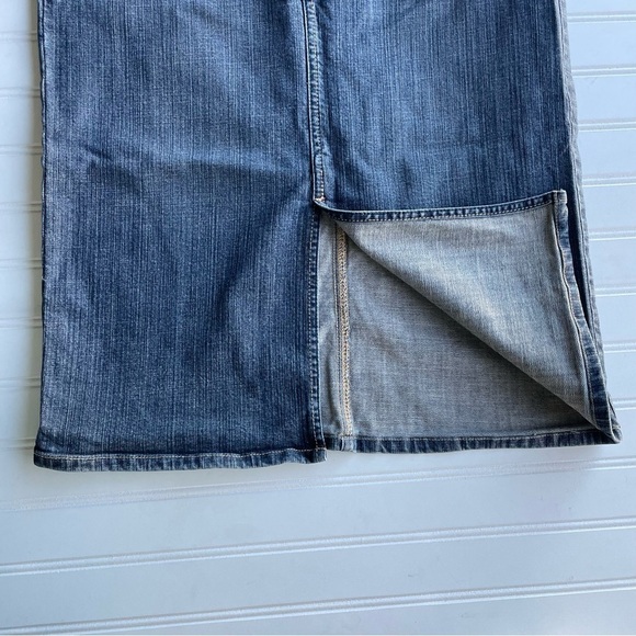 Chicos Platinum Denim Jean Marquis Pencil Skirt Dark Blue Size 0.5 Small 6 - Picture 4 of 10